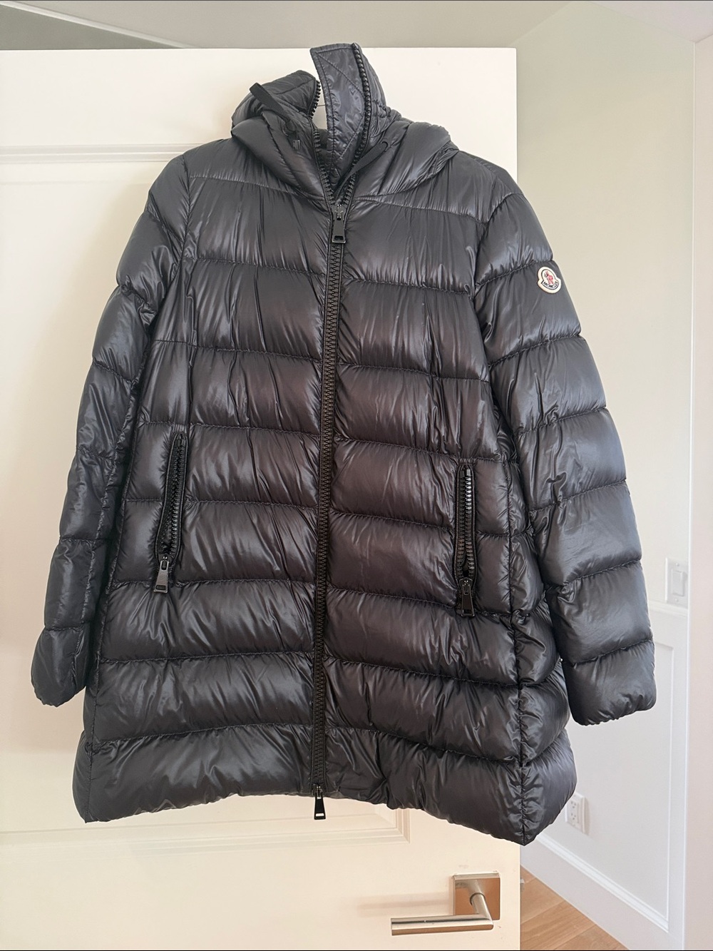 Moncler Women's Black Shiny Quilted Down Puffer Jacket